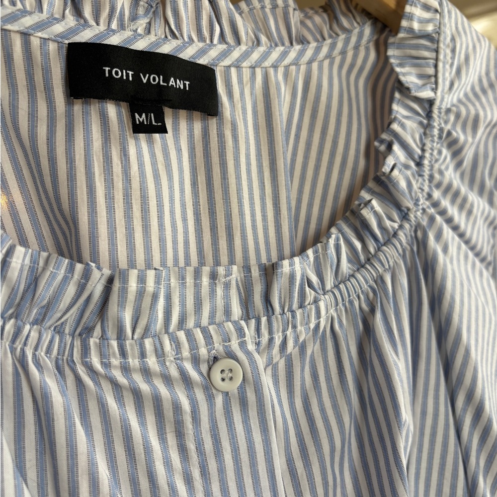 Toit Volant Blue Striped Blouse - Picture 9 of 9